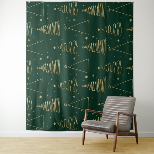 Tenture Arbre de Noël vert minimal (En situation)