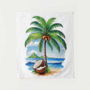 Tenture Arbre de noix de coco Île tropicale