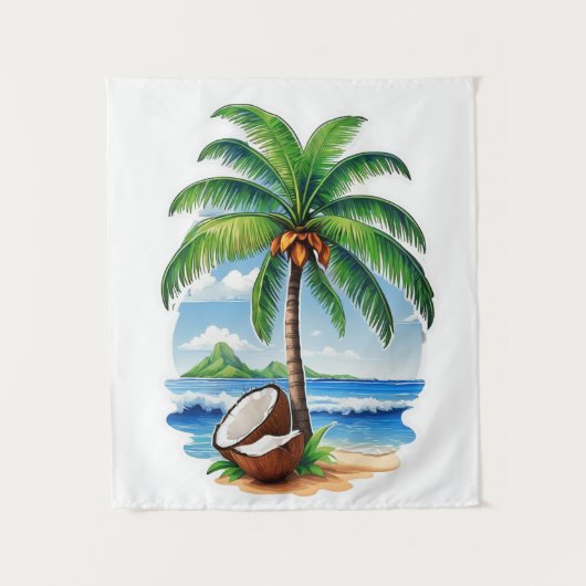 Tenture Arbre de noix de coco Île tropicale (Devant)