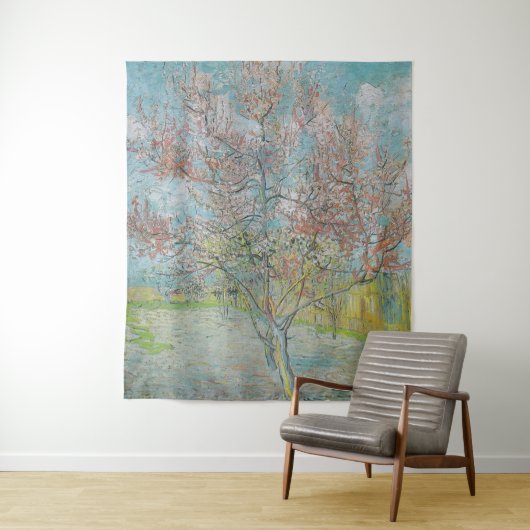 Tenture Arbre de pêche à fleurs (En situation)
