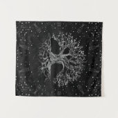 Tenture Arbre de vie en noir et blanc (Devant (Horizontal))