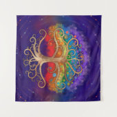 Tenture Arbre de vie Golden Swirl et Rainbow (Devant (Horizontal))