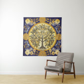 Tenture Arbre de vie par kedoki Broderie Blue Gold (En situation)