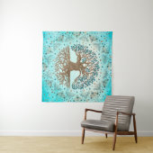 Tenture Arbre de vie - Yggdrasil - Bleu doux (En situation (horizontale))