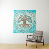 Tenture Arbre de vie - Yggdrasil - Bleu doux (En situation)