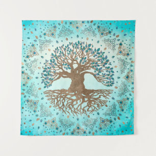 Tenture Arbre de vie - Yggdrasil - Bleu doux