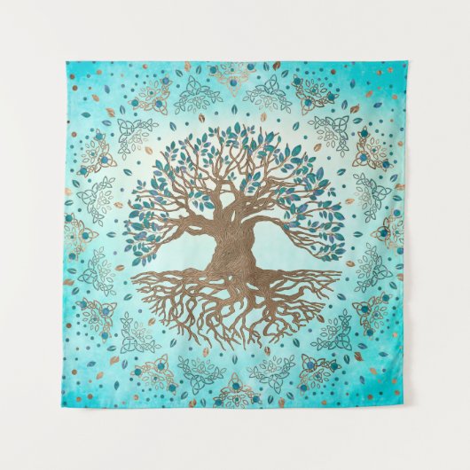 Tenture Arbre de vie - Yggdrasil - Bleu doux (Devant)