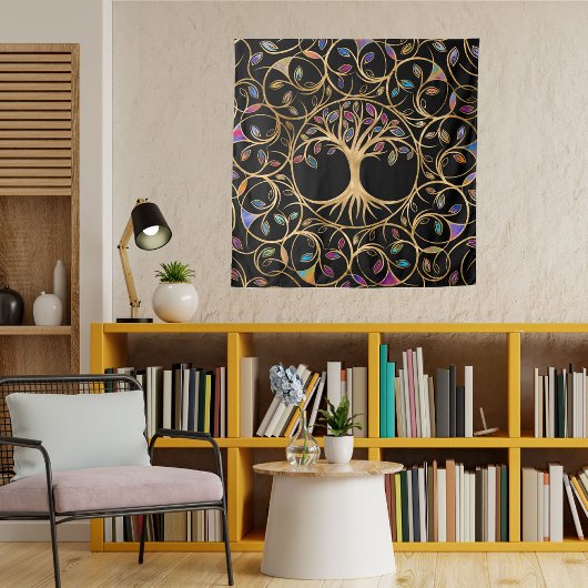 Tenture Arbre de vie - Yggdrasil - feuille coloré