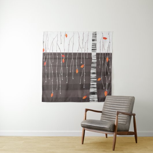 Tenture Arbre d'hiver monochrome (En situation)