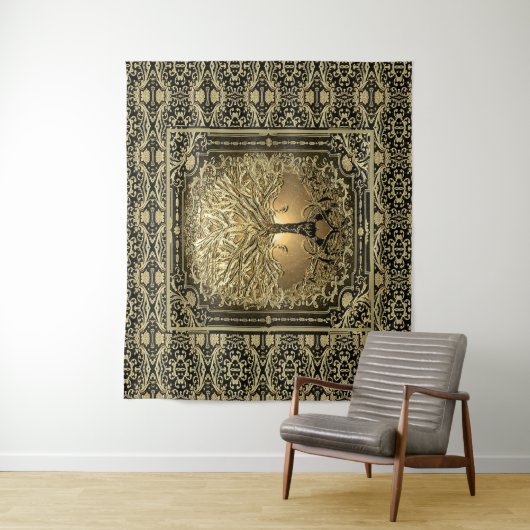 Tenture Arbre d'or de la vie Ancien Rustique (En situation)