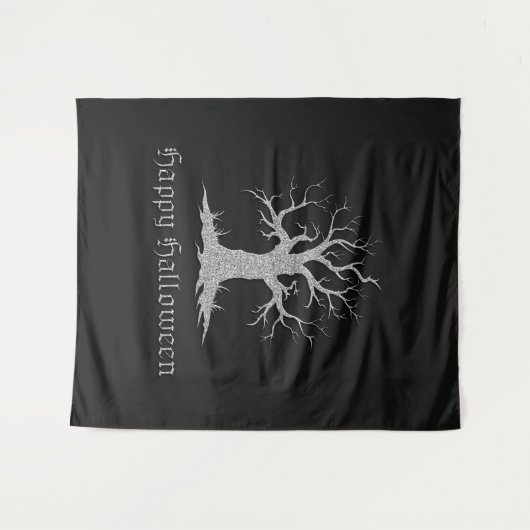 Tenture Arbre Éffrayant Arbre argenté - fond photo Hallowe (Devant (Horizontal))