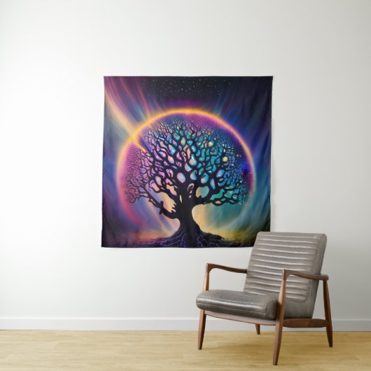 Tenture Arbre psychédélique surréaliste (En situation)