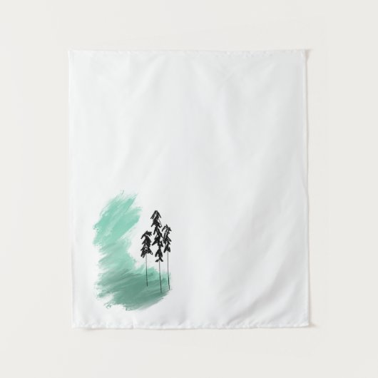 Tenture Arbre vert scandinave art simple menthe moderne (Devant)