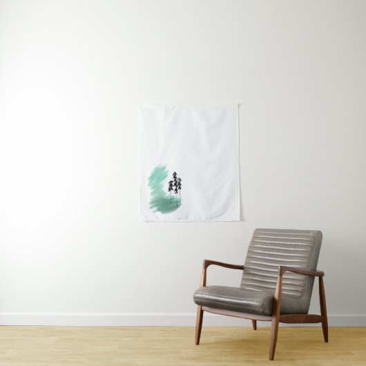 Tenture Arbre vert scandinave art simple menthe moderne (En situation)