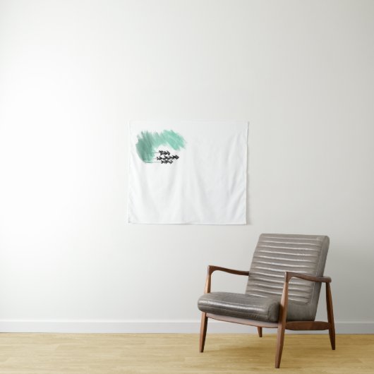 Tenture Arbre vert scandinave art simple menthe moderne (En situation (horizontale))