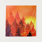 Tenture Arbres d'aquarelle au coucher de soleil chaud (Devant (Horizontal))