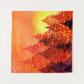 Tenture Arbres d'aquarelle au coucher de soleil chaud (Devant)
