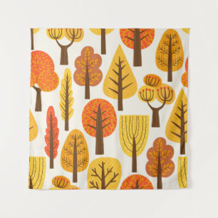 Tenture Arbres d'automne, motif sans soudure.