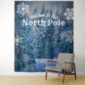 Tenture Arbres enneigés du Pôle Nord | Fond de fête (En situation)