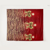 Tenture Arbres scintillants de Noël Rouge Or Faux Nœud  (Devant (Horizontal))