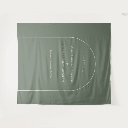 Tenture Arc Boho simple Sage Vert Mariage Photo fond (Devant (Horizontal))