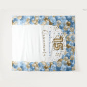 Tenture Arc de ballons bleu or élégant pour Quinceanera (Devant (Horizontal))