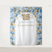 Tenture Arc de ballons bleu or élégant pour Quinceanera (Devant)