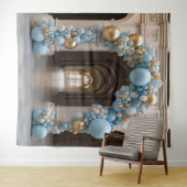 Tenture Arc de ballons bleu pastel suspendu (En situation (horizontale))