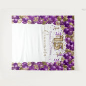 Tenture Arc de ballons élégant violet or pour Quinceanera (Devant (Horizontal))