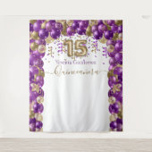 Tenture Arc de ballons élégant violet or pour Quinceanera (Devant)