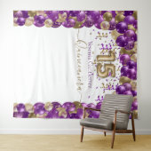 Tenture Arc de ballons élégant violet or Quinceanera (En situation (horizontale))