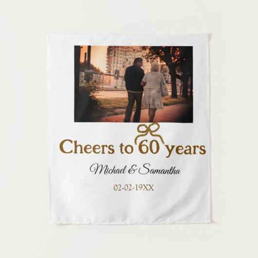Tenture Arc doré félicite pour les 60 ans de mariage (Devant)