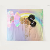 Tenture Arc en arc-en-ciel Bannière Baby shower Afro Girl (Devant (Horizontal))