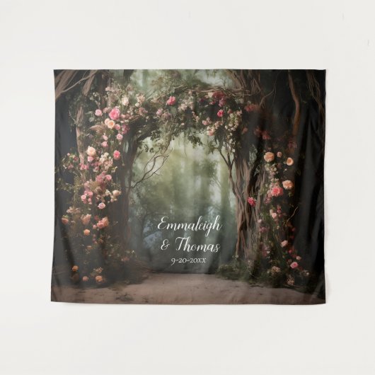 Tenture Arc en canopée en fleurs enchantées (Devant (Horizontal))