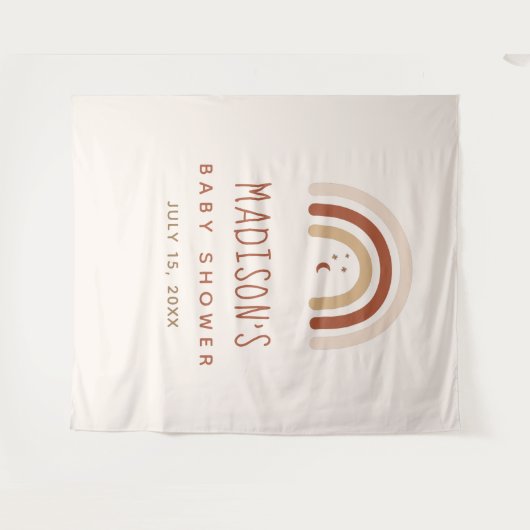 Tenture Arc-en-ciel Bohème Terracotta Baby Shower Lune Éto (Devant (Horizontal))