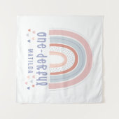 Tenture Arc-en-ciel et cœur 1er anniversaire bébé personna (Devant (Horizontal))