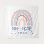 Tenture Arc-en-ciel et cœur 1er anniversaire bébé personna (Devant)