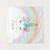 Tenture Arc-en-ciel - fond d'anniversaire de licorne (Devant (Horizontal))