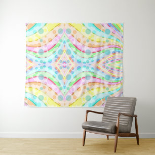 Tenture Arc-en-ciel pastel de rubans et bulles