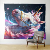 Tenture Arc-en-ciel rose licorne (En situation (horizontale))