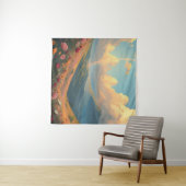 Tenture Arc-en-ciel sur le champ de fleurs (En situation (horizontale))