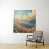 Tenture Arc-en-ciel sur le champ de fleurs (En situation)