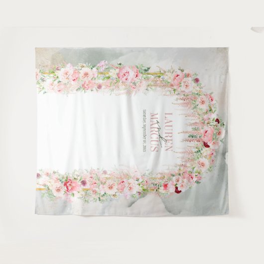 Tenture Arc floral rose et sauge rustique (Devant (Horizontal))