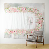 Tenture Arc floral rose et vert sauge rustique (En situation (horizontale))