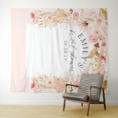 Tenture Arc moderne rose vif Boho floral pampas fond (En situation (horizontale))