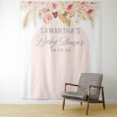 Tenture Arc rose moderne boho pampas fond floral (En situation)