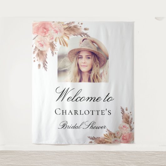 Tenture Arch de photo de baby shower en herbe de pampas ro (Devant)