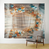 Tenture Arche de ballon Turquoise et orange (En situation (horizontale))