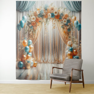 Tenture Arche de ballon Turquoise et orange