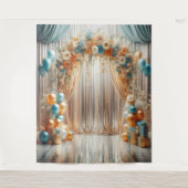 Tenture Arche de ballon Turquoise et orange (Devant)